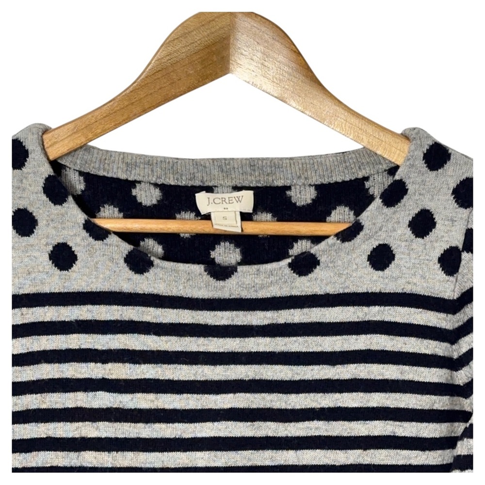 J Crew Merino Wool Blend Polka Dot & Stripe Sweater Womens S - Picture 3 of 4